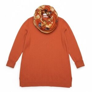 J Jill Orange Tunic Sweater PS PETITE Butterfly Scarf Set Whimsigoth Autumn Cozy